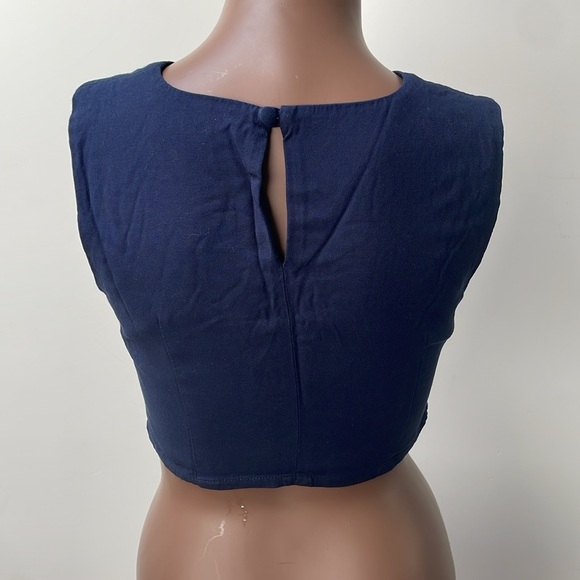 Birds Of North America Cropped Top Sleeveless Cut Out Blue Navy 6 - Picture 7 of 10
